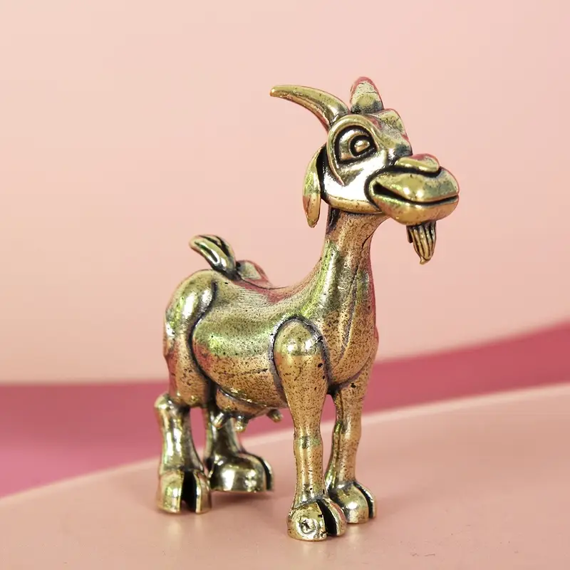 Vintage Brass Goat Statue Retro Animal Sculpture For Unique Home Decor 0