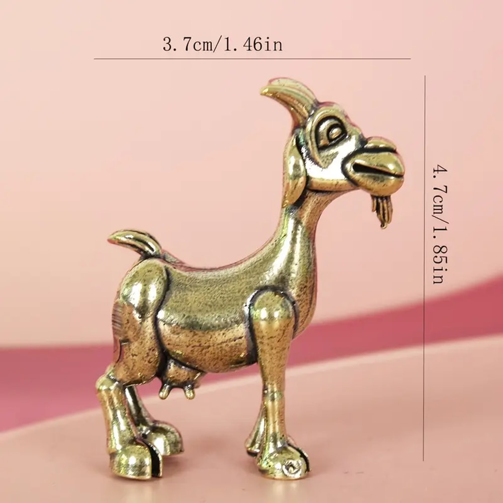 Vintage Brass Goat Statue Retro Animal Sculpture For Unique Home Decor 1