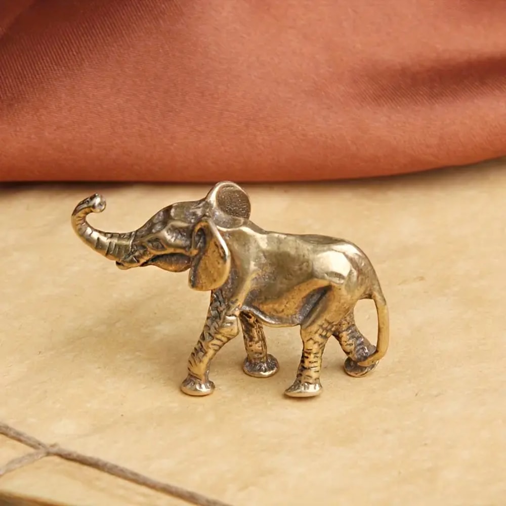Antique Brass Elephant Figurine Decor Vintage Collectible Statue For Home Office 3