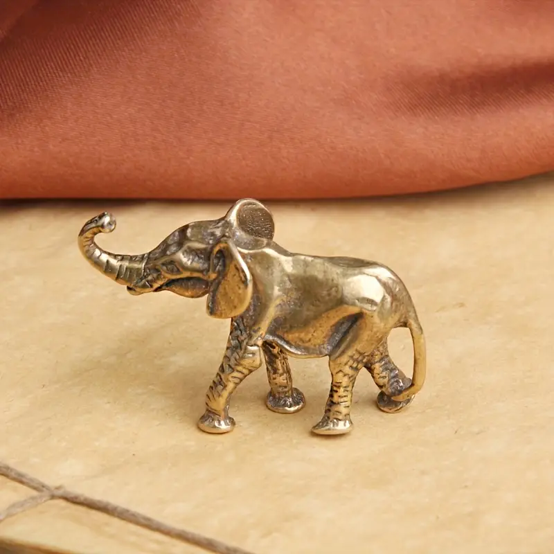 Antique Brass Elephant Figurine Decor Vintage Collectible Statue For Home Office 3