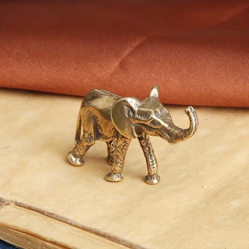 Antique Brass Elephant Figurine Decor Vintage Collectible Statue For Home Office 6