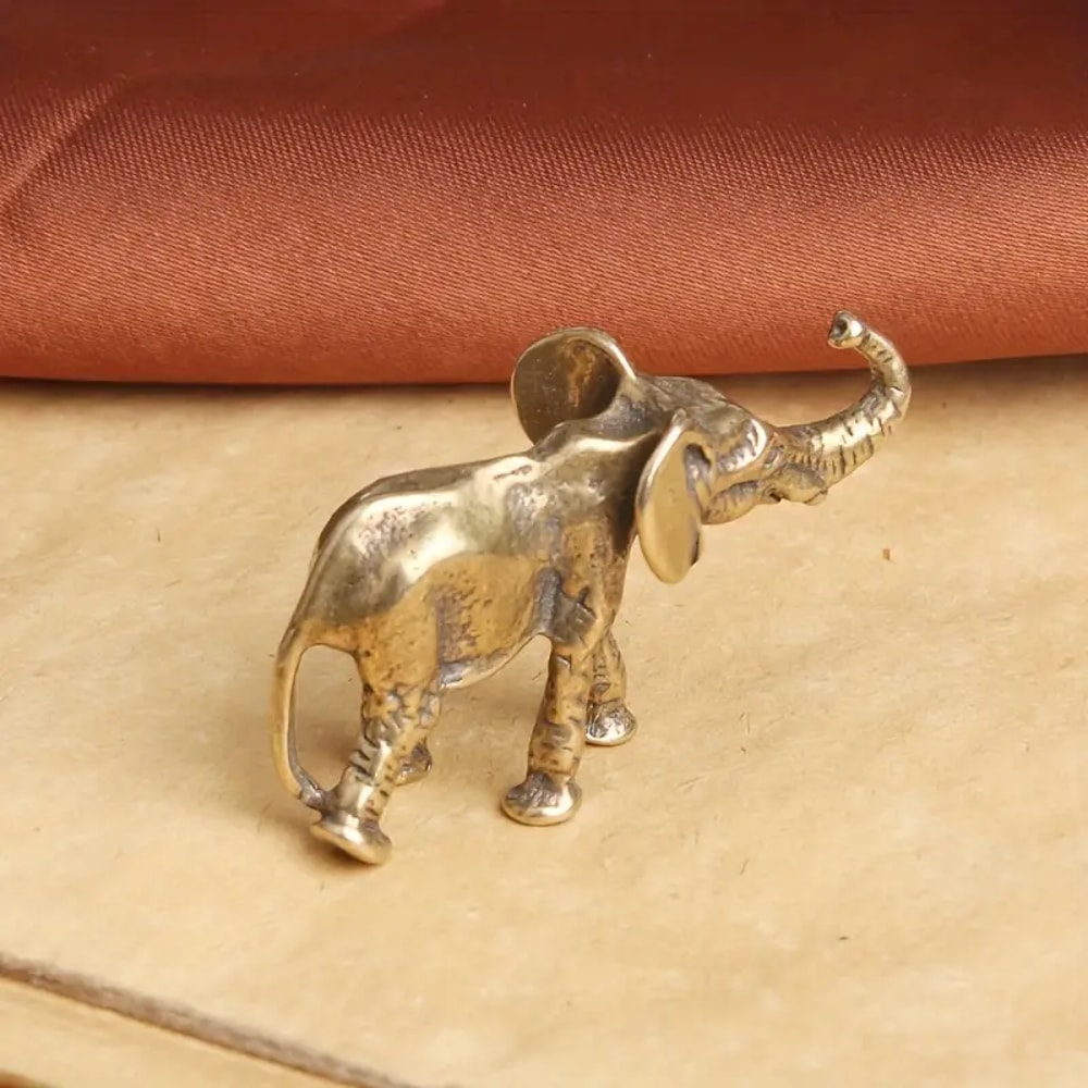Antique Brass Elephant Figurine Decor Vintage Collectible Statue For Home Office 5