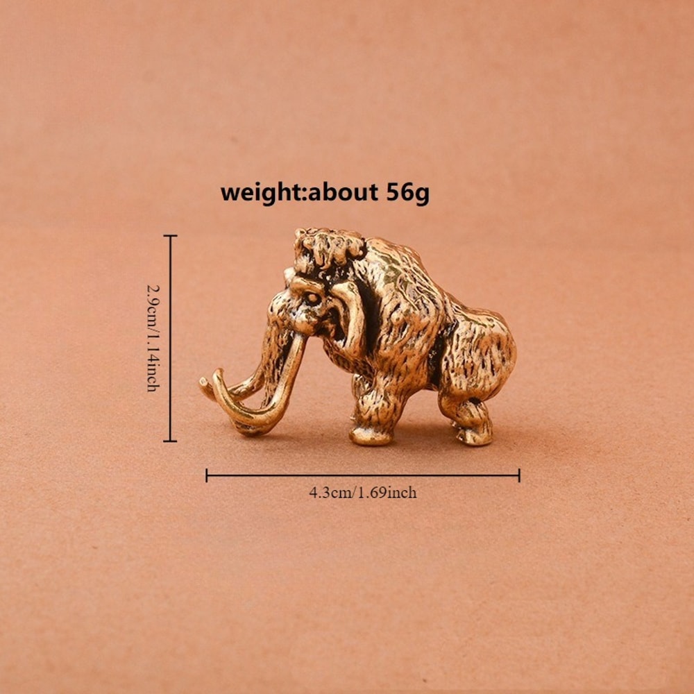 Antique Bronze Mammoth Figurine Miniature Animal Sculpture Desk Ornament 2