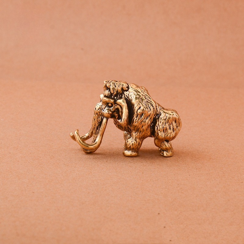 Antique Bronze Mammoth Figurine Miniature Animal Sculpture Desk Ornament 0