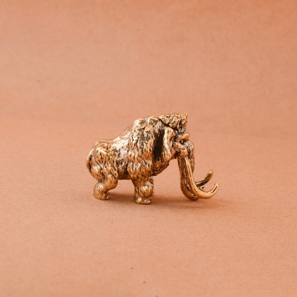 Antique Bronze Mammoth Figurine Miniature Animal Sculpture Desk Ornament 1