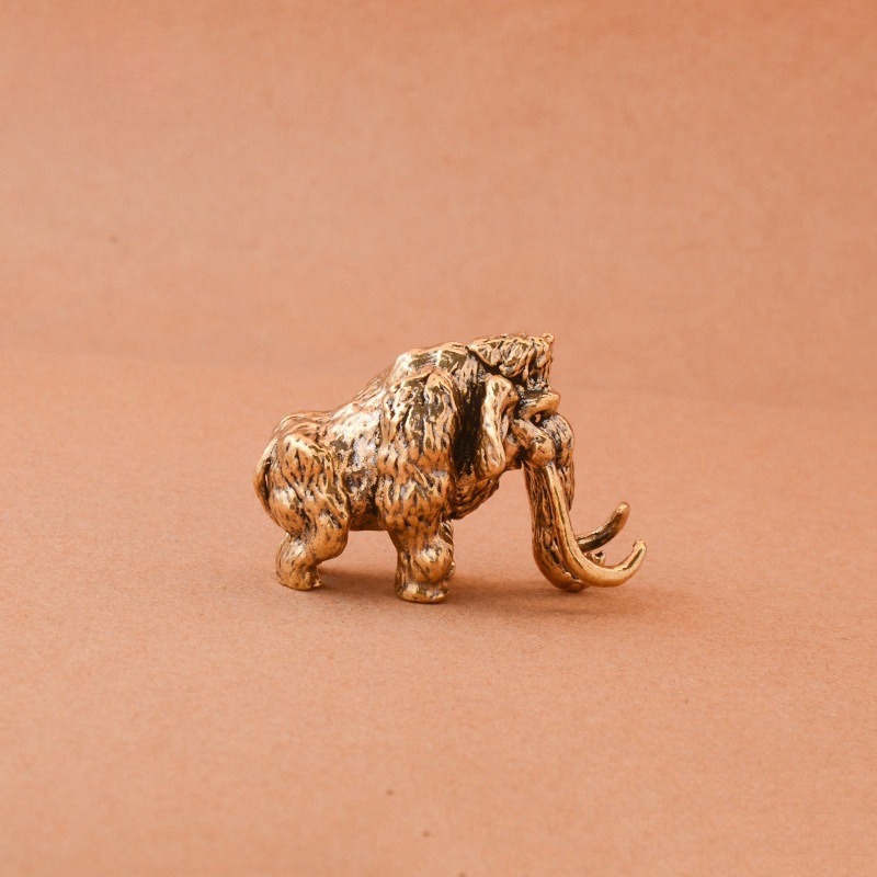 Antique Bronze Mammoth Figurine Miniature Animal Sculpture Desk Ornament 1