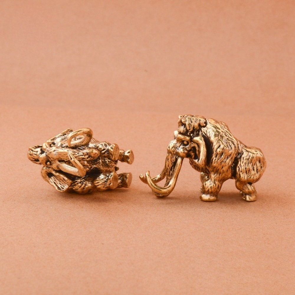 Antique Bronze Mammoth Figurine Miniature Animal Sculpture Desk Ornament 3