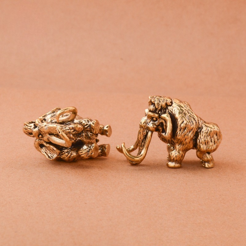 Antique Bronze Mammoth Figurine Miniature Animal Sculpture Desk Ornament 3
