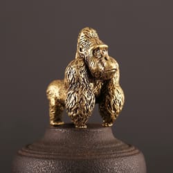 bronze gorilla statue decor mini desk ornament for office and home