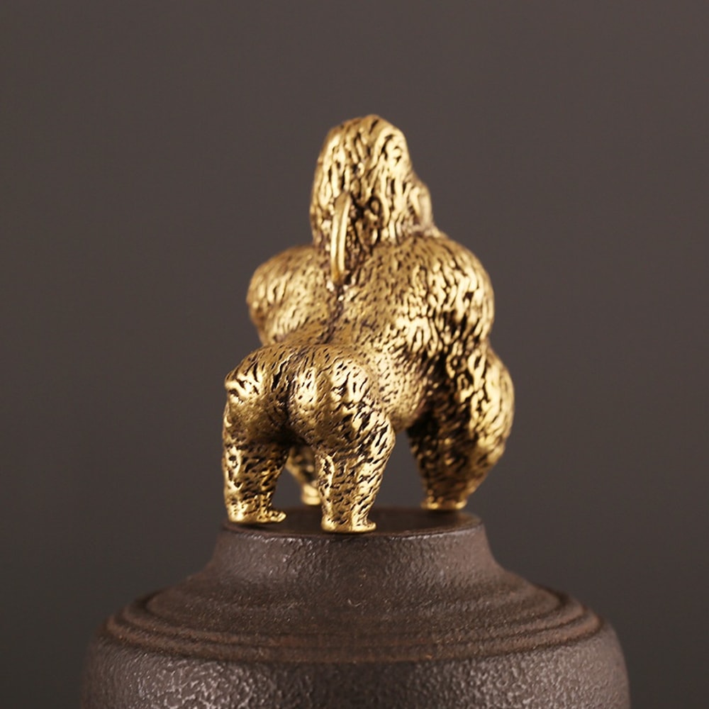 Bronze Gorilla Statue Decor Mini Desk Ornament for Office and Home