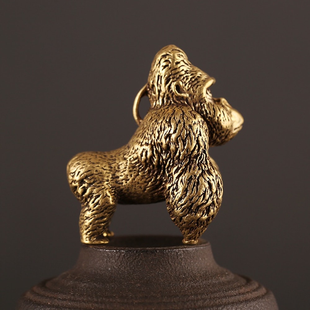 Bronze Gorilla Statue Decor Mini Desk Ornament for Office and Home