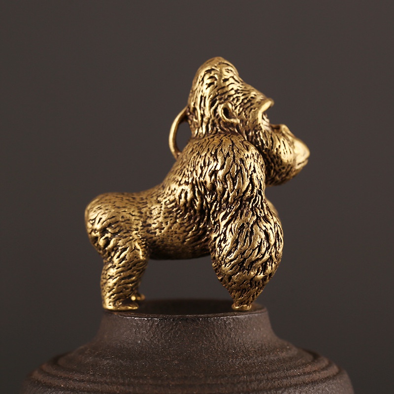 Bronze Gorilla Statue Decor Mini Desk Ornament for Office and Home
