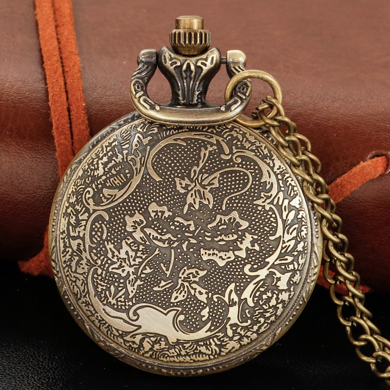 Vintage Cross Pocket Watch Necklace with Quartz Movement and Bronze Christian Pendant