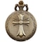 Vintage Cross Pocket Watch Necklace with Quartz Movement and Bronze Christian Pendant