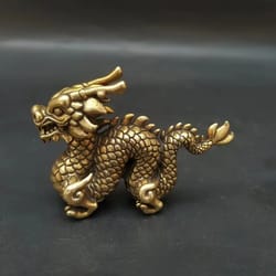 vintage brass dragon statue for feng shui luck and power decor