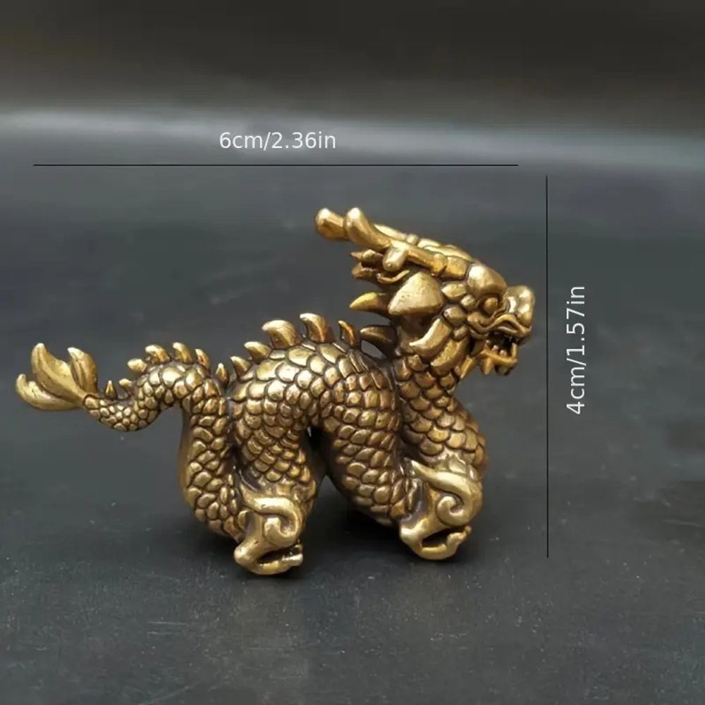 Vintage Brass Dragon Statue For Feng Shui Luck And Power Decor 2