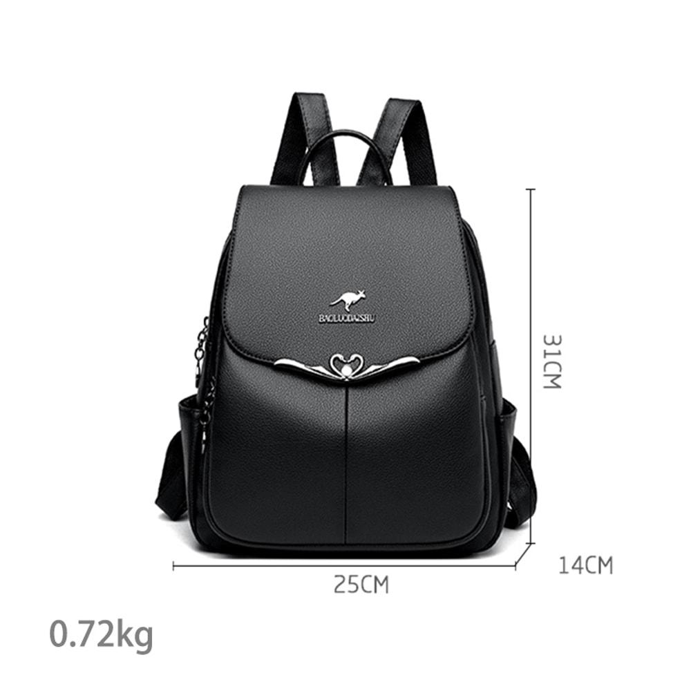 Elegant PU Leather Women Backpack Stylish Travel School Shoulder Bag 7