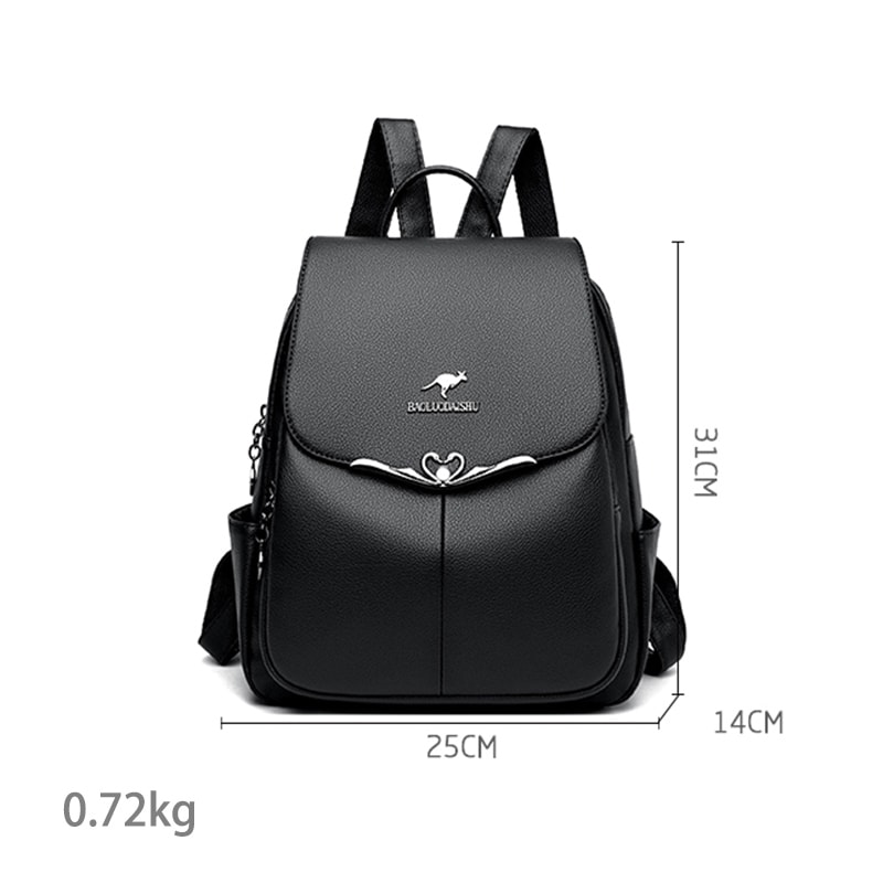 Elegant PU Leather Women Backpack Stylish Travel School Shoulder Bag 7