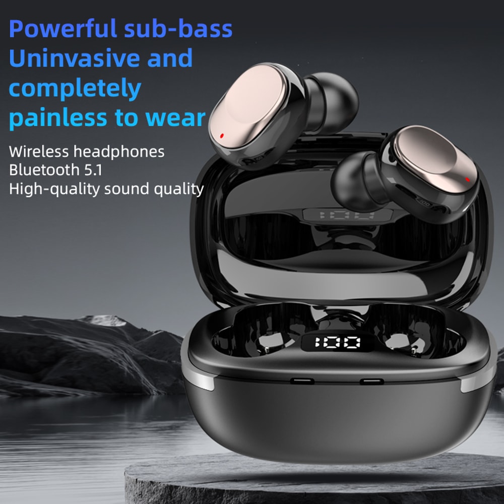 Wireless Bluetooth Earbuds with LED Display Case, HiFi Stereo TWS In-Ear Headphones