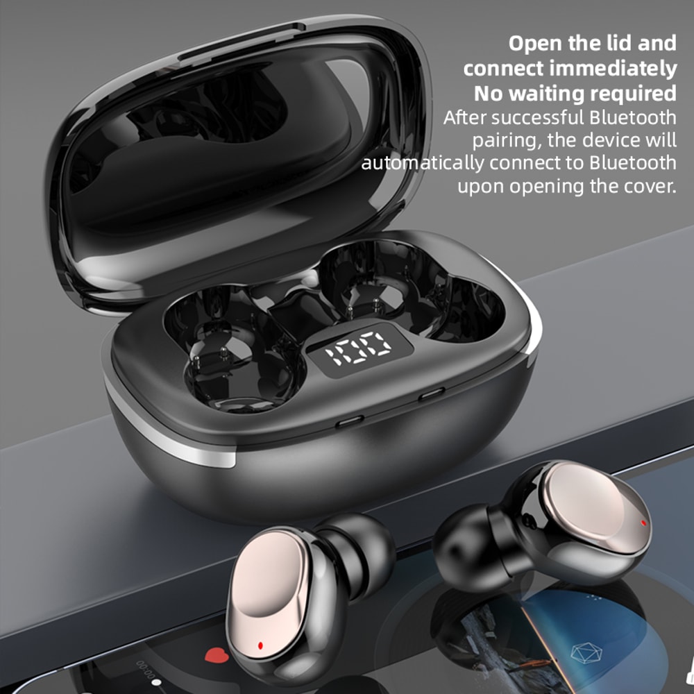 Wireless Bluetooth Earbuds with LED Display Case, HiFi Stereo TWS In-Ear Headphones