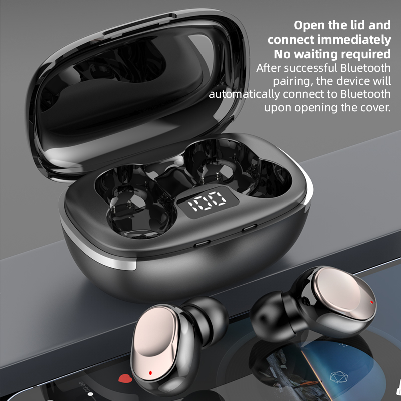 Wireless Bluetooth Earbuds with LED Display Case, HiFi Stereo TWS In-Ear Headphones