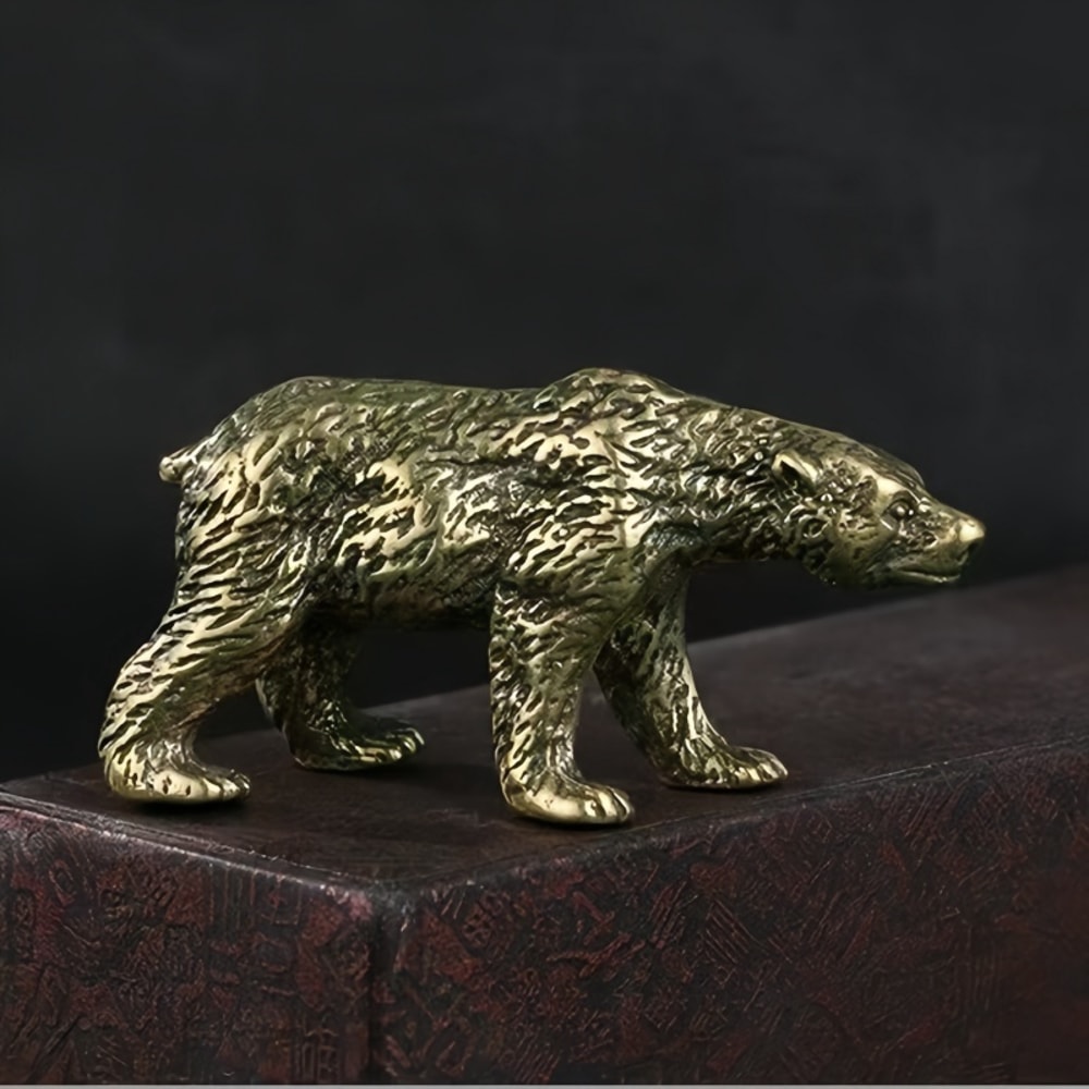 Vintage Copper Polar Bear Figurine Mini Desk Decor Collectible Animal Ornament 1