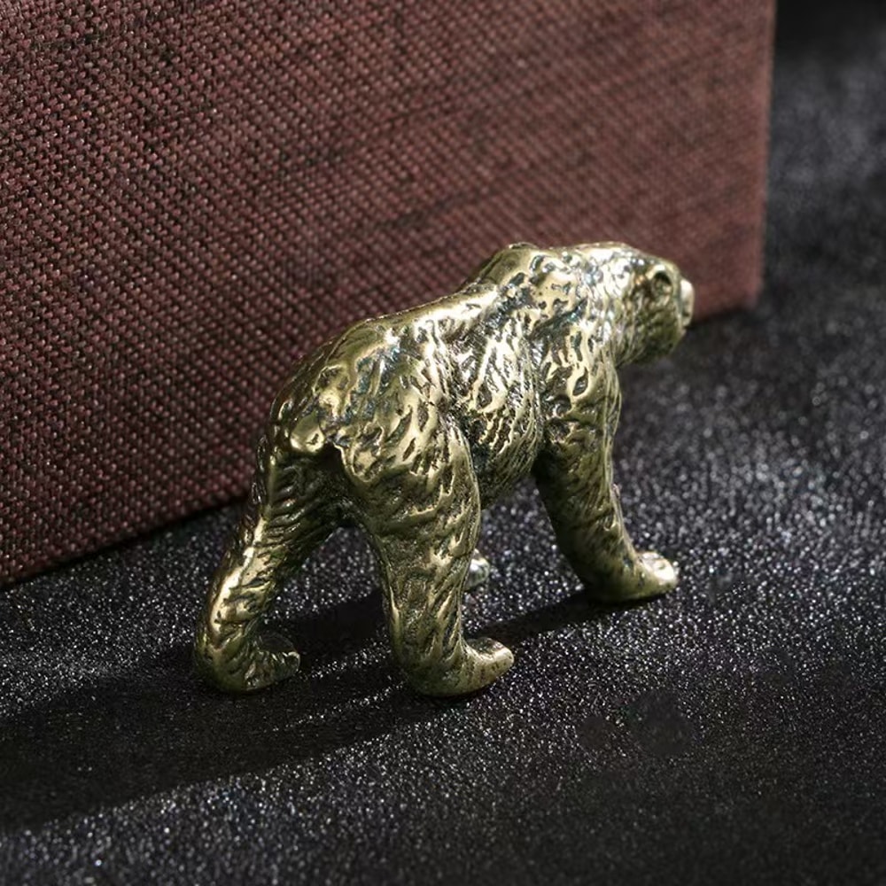 Vintage Copper Polar Bear Figurine Mini Desk Decor Collectible Animal Ornament 3