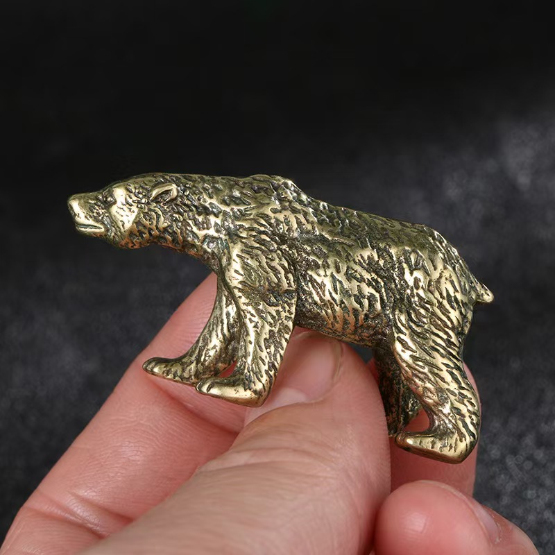 Vintage Copper Polar Bear Figurine Mini Desk Decor Collectible Animal Ornament 4