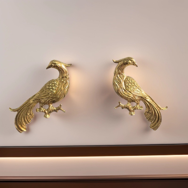 Elegant Brass Phoenix Drawer Handle Decorative Cabinet Knob