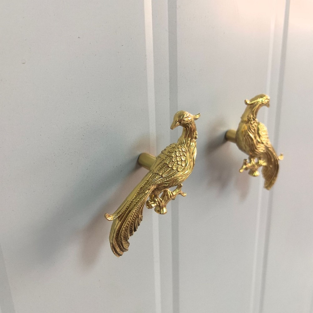 Elegant Brass Phoenix Drawer Handle Decorative Cabinet Knob