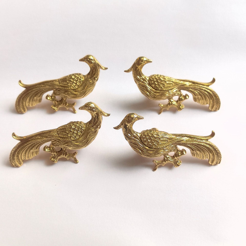 Elegant Brass Phoenix Drawer Handle Decorative Cabinet Knob