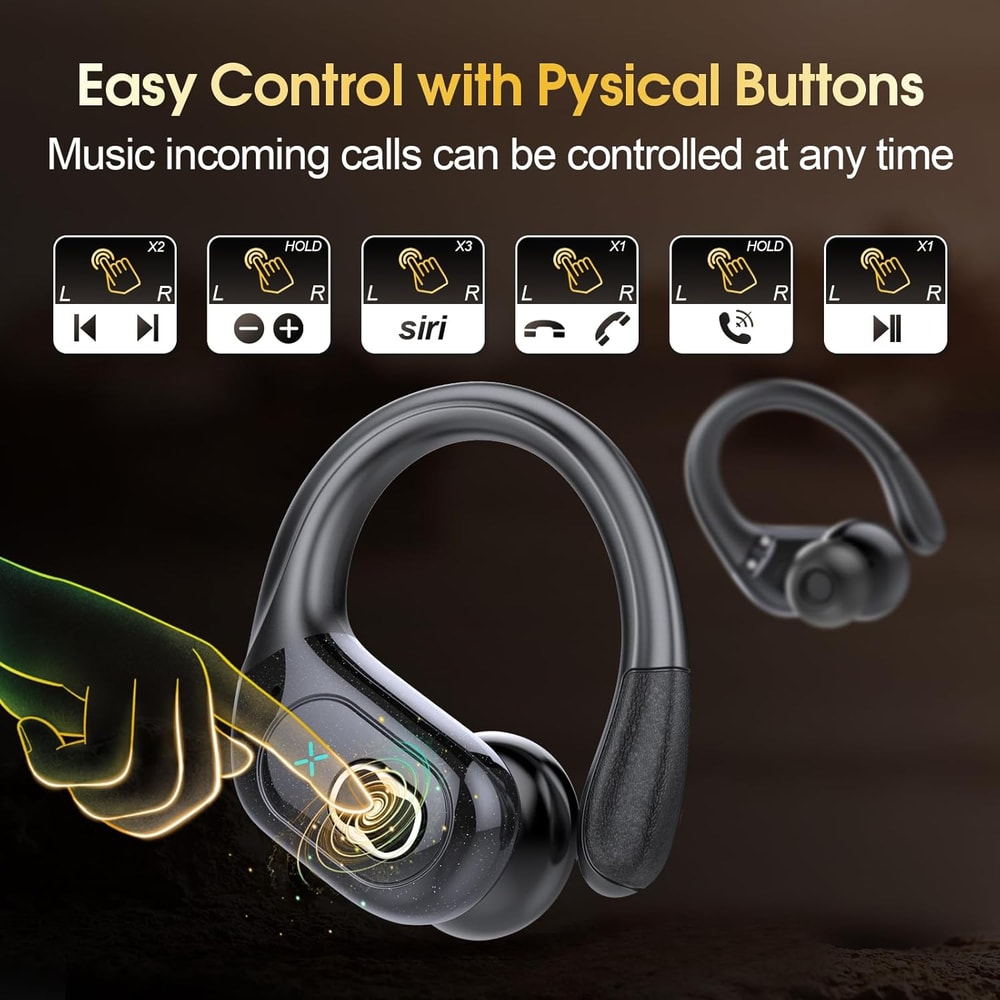 Wireless Sports Earbuds Bluetooth Noise Cancelling Waterproof Headphones with Deep Bass