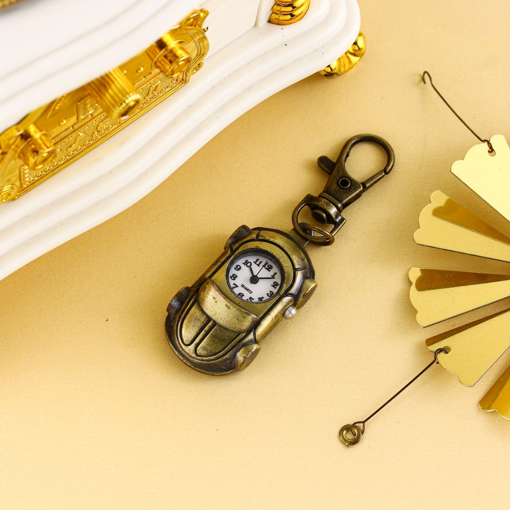 Retro Sports Car Keychain Watch Mini Pocket Quartz Gift For Collectors 0
