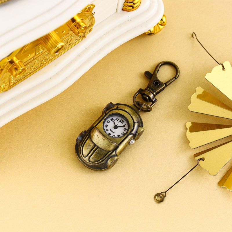 Retro Sports Car Keychain Watch Mini Pocket Quartz Gift For Collectors 0