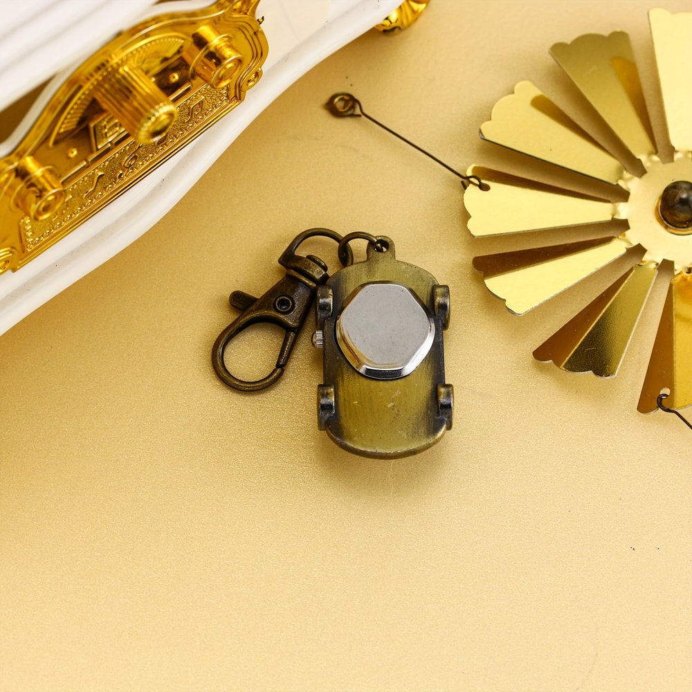 Retro Sports Car Keychain Watch Mini Pocket Quartz Gift For Collectors 3