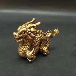 vintage brass dragon statue chinese feng shui dragon decor sculpture