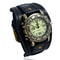 Men Leather Cuff Watch Retro Punk Style Quartz Bracelet Watch 5