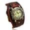 Men Leather Cuff Watch Retro Punk Style Quartz Bracelet Watch 6