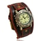 Men Leather Cuff Watch Retro Punk Style Quartz Bracelet Watch 6