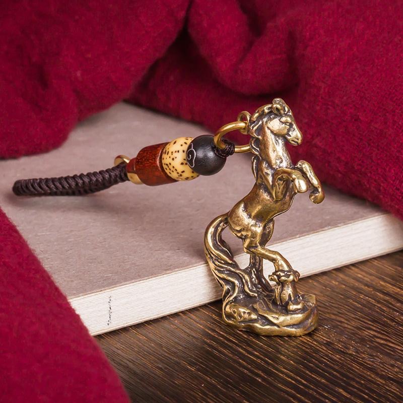 Brass Zodiac Horse Keychain Pendant For Success Charm Decor 0