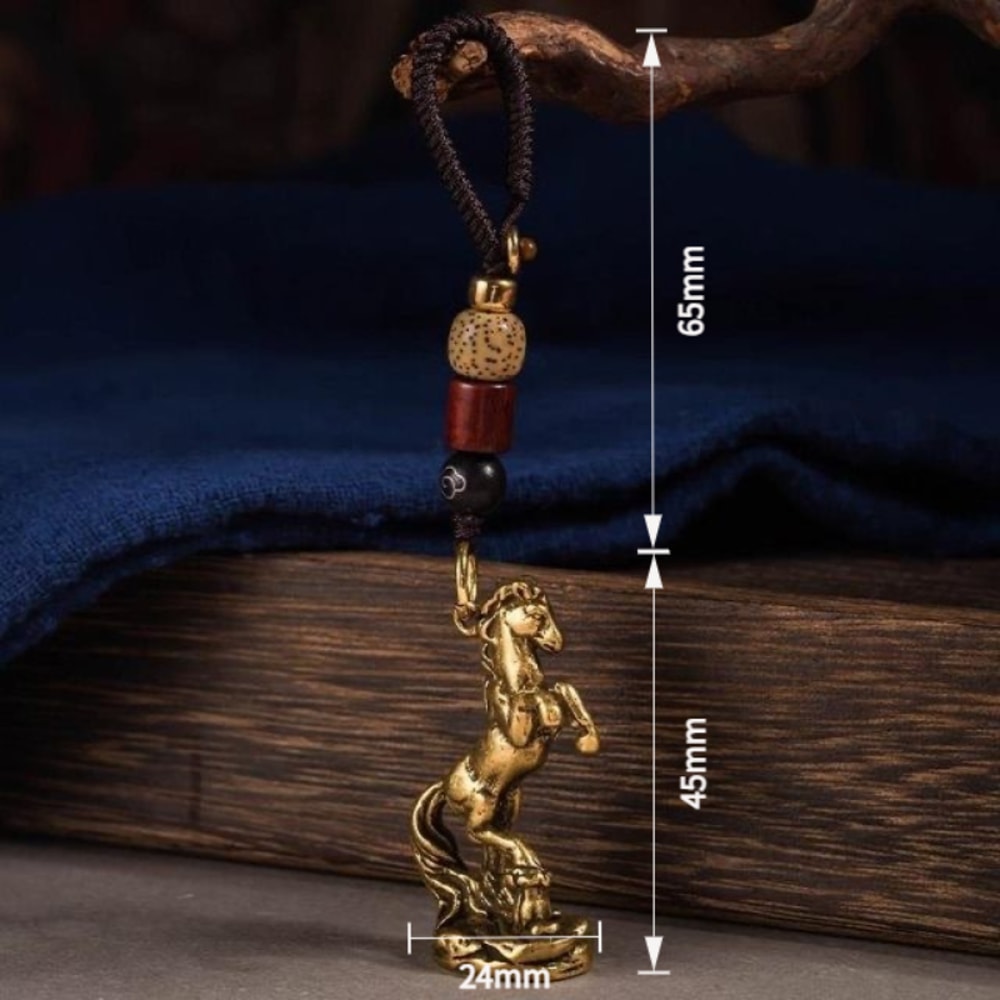 Brass Zodiac Horse Keychain Pendant For Success Charm Decor 5