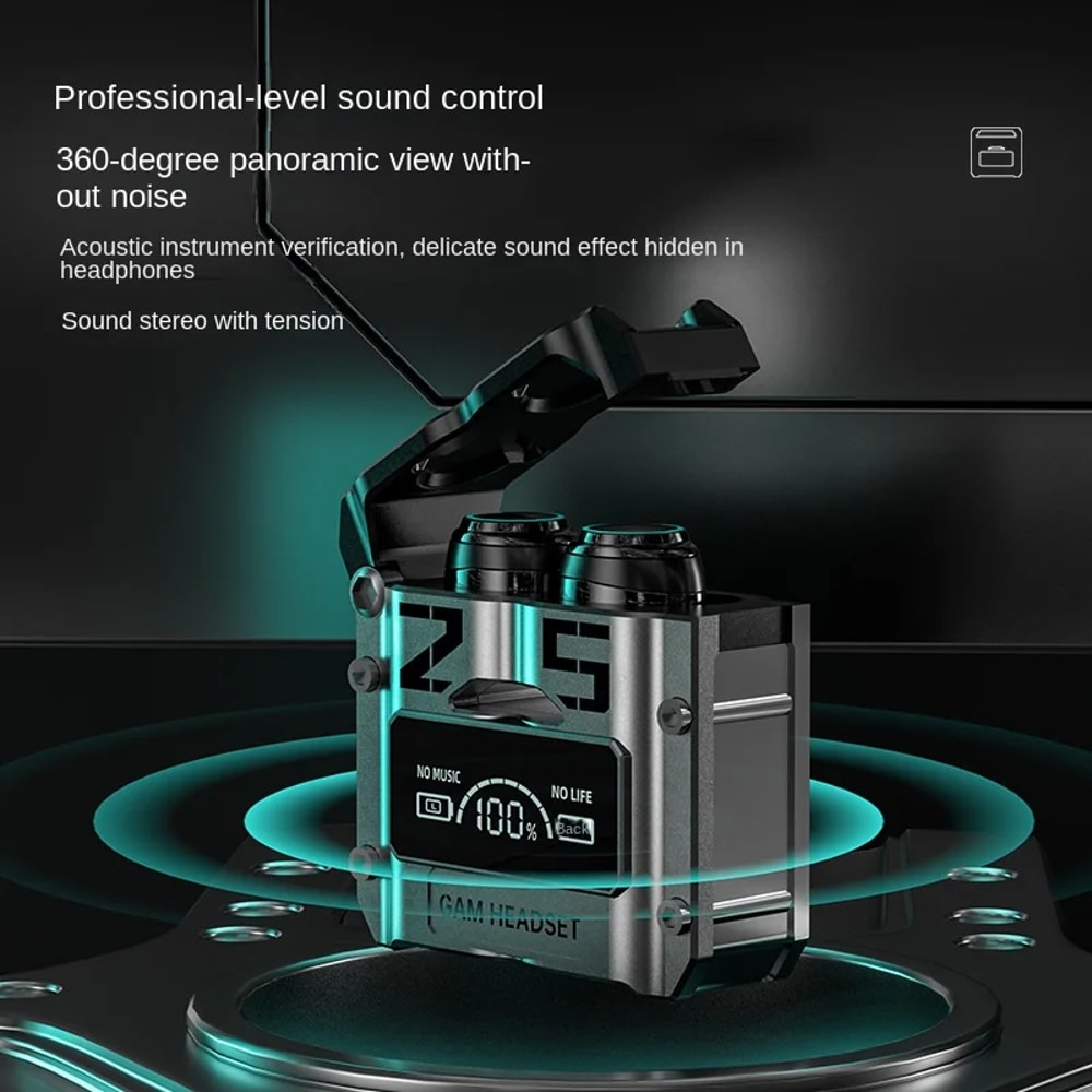 LED Display Wireless Earbuds With Bluetooth Stereo Sound Sports Fit 5