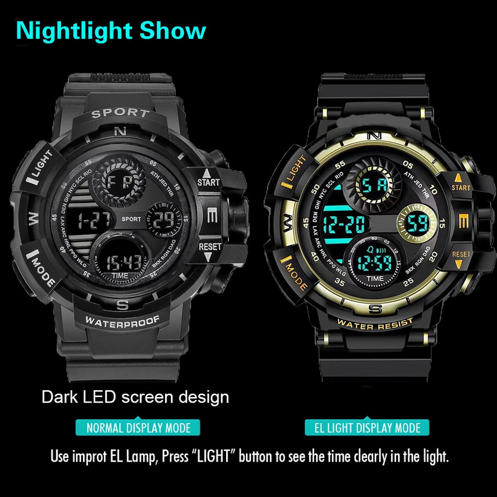 Rugged Military Digital Sports Watch Waterproof LED Chronograph For Men 4
