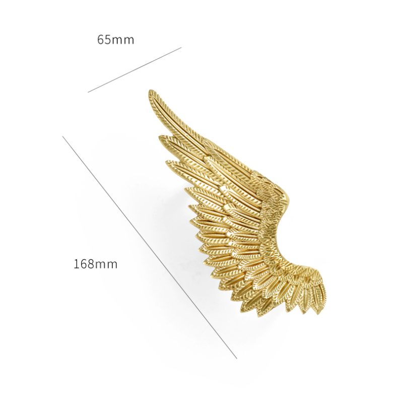 Nordic Angel Wing Brass Cabinet Handles Gold Wardrobe Drawer Pulls 2
