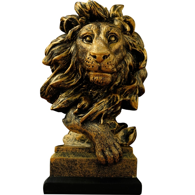 Majestic Lion Statue Resin Decor Powerful Animal Sculpture for Home Office Display