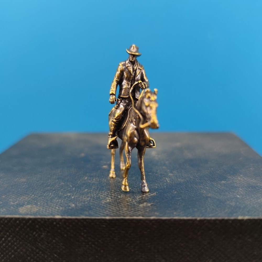 Vintage Brass Horse Figurine Miniature Desk Ornament For Home Car Bonsai Decor 2