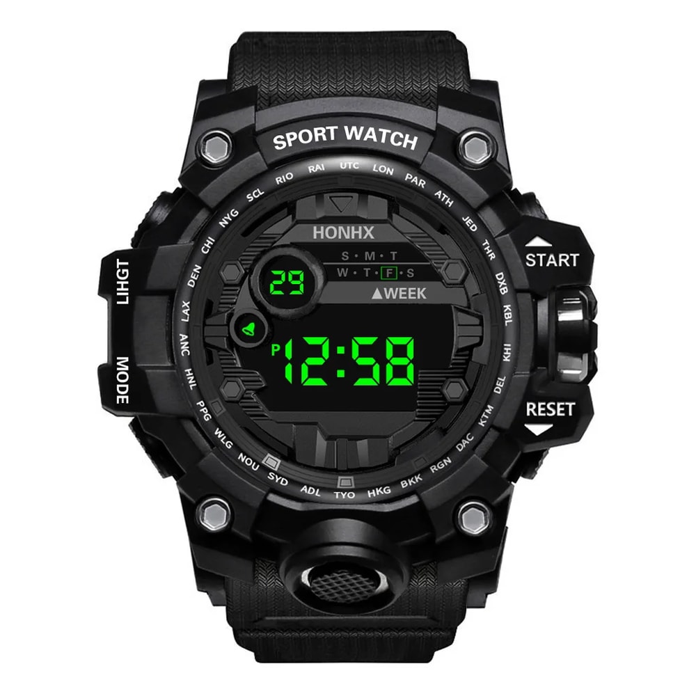 Mens Big Dial LED Digital Sports Watch Waterproof Stopwatch Alarm Fitness Wristwatch 6