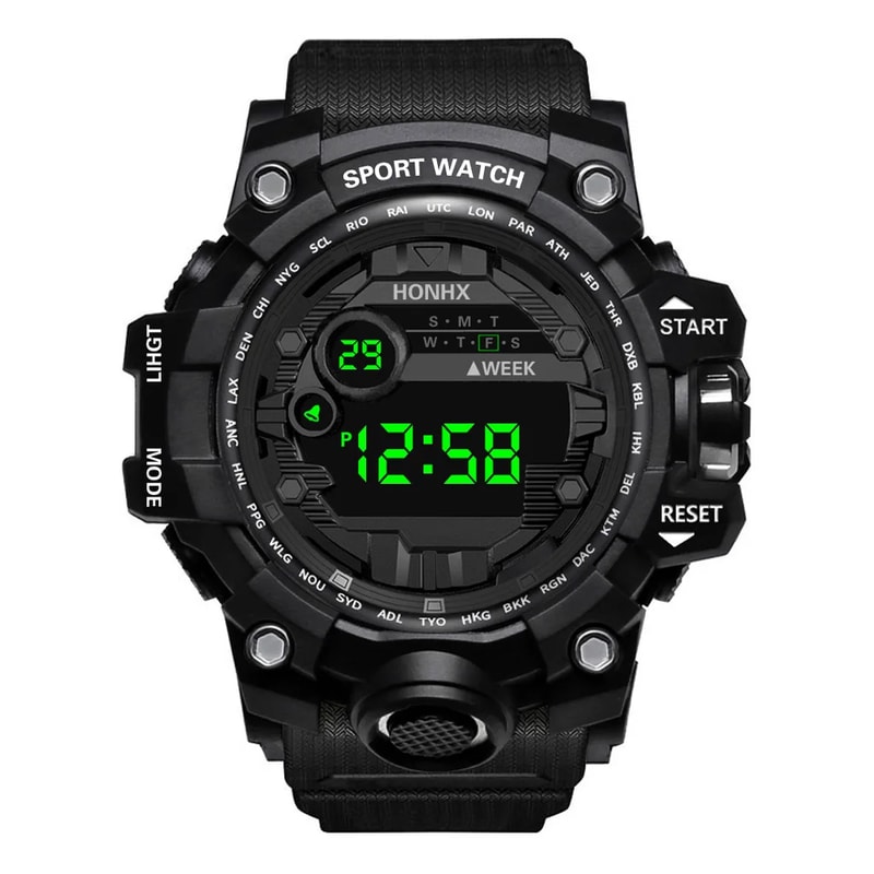 Mens Big Dial LED Digital Sports Watch Waterproof Stopwatch Alarm Fitness Wristwatch 6
