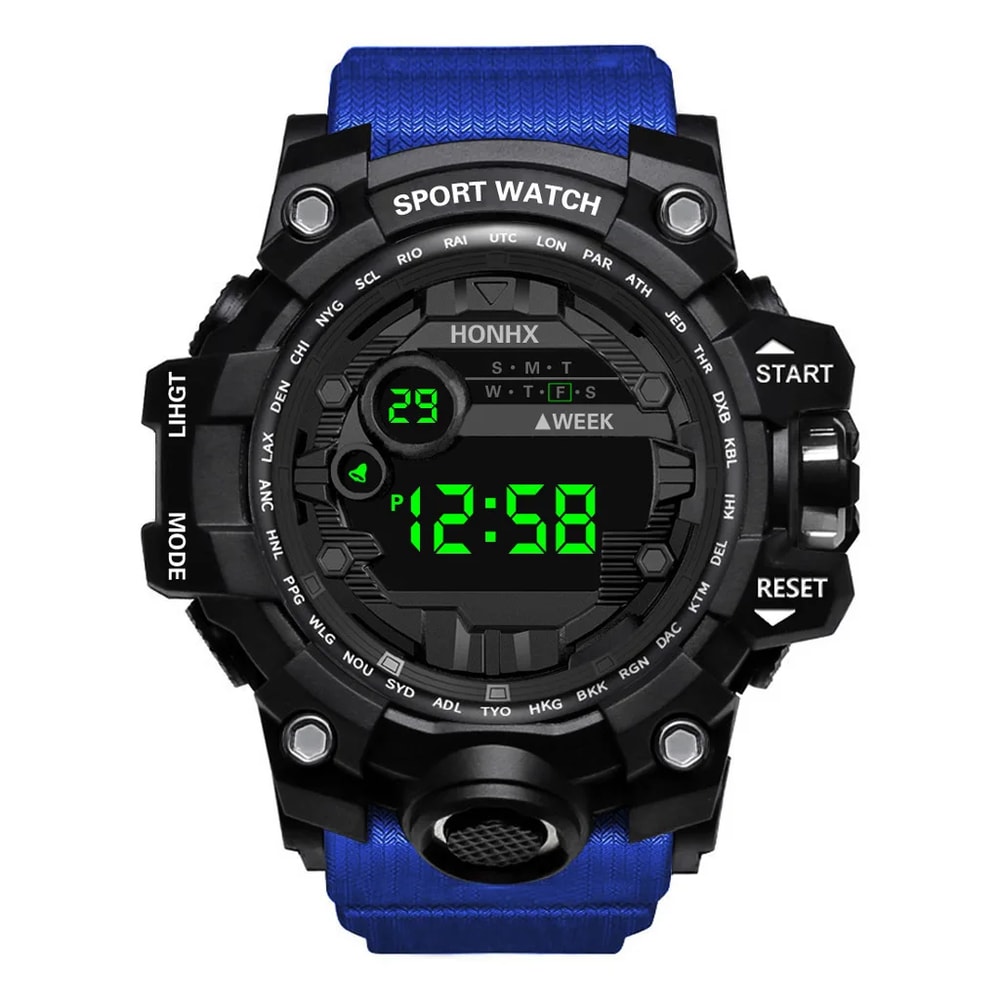 Mens Big Dial LED Digital Sports Watch Waterproof Stopwatch Alarm Fitness Wristwatch 7