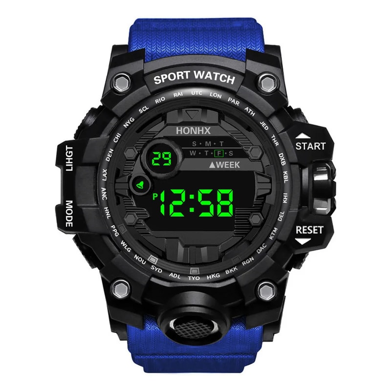 Mens Big Dial LED Digital Sports Watch Waterproof Stopwatch Alarm Fitness Wristwatch 7
